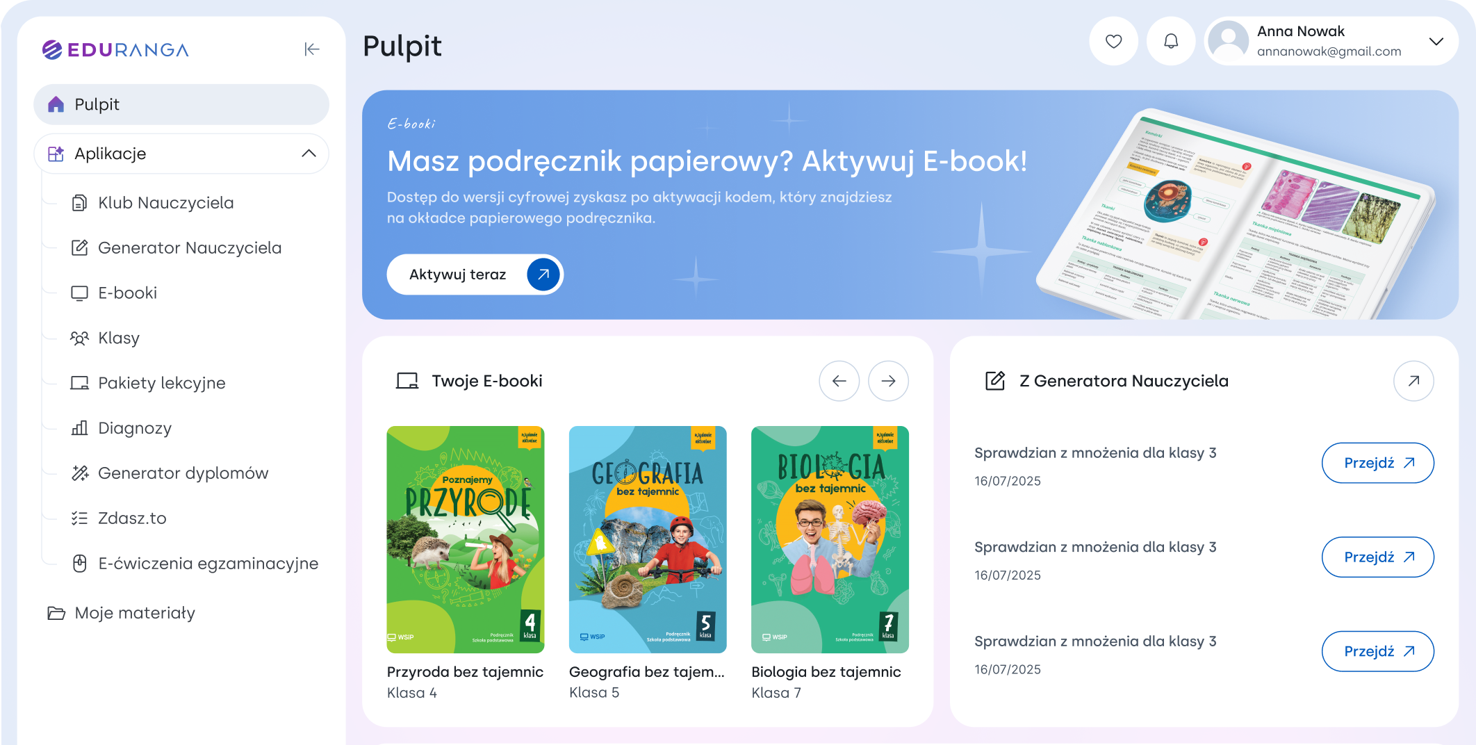 Eduranga - Dashboard