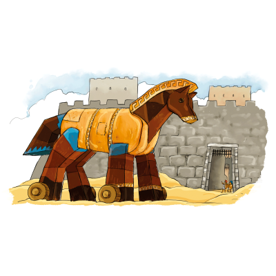 Troja, koń trojański, mury miasta