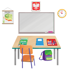klasa, tablica, biurko