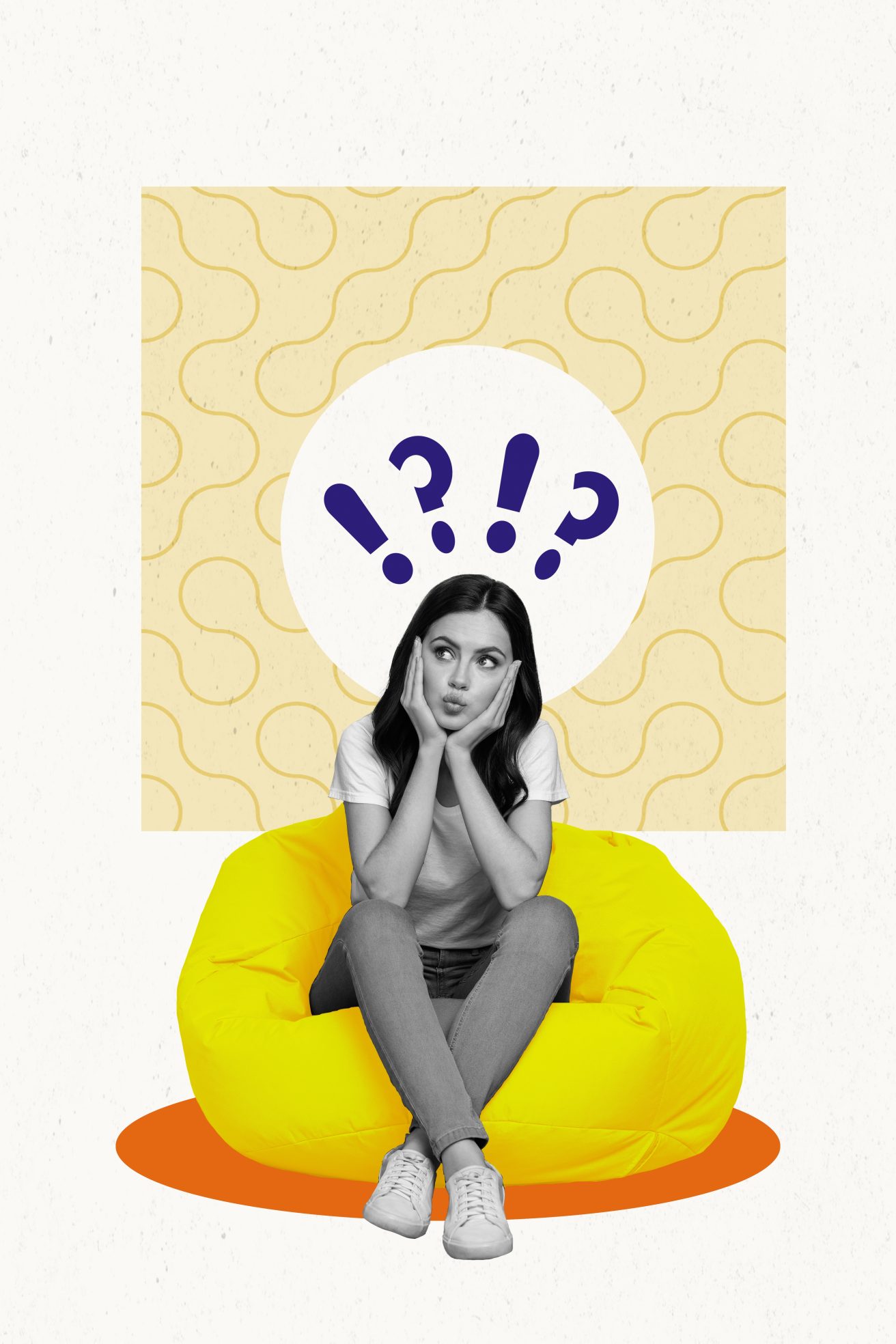 dziewczyna, kobieta, fotel, myślenie, zastanawianie się,